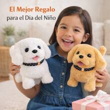 2 Perros de Peluche InteligentesInteractivos (Blanco + Marron) - Caminan, ladran y muevenla cola | Juguetes Electronicos para Nifios y Mascotas IRegalo Ideal para el Dia del Nifio I Materiales Suaves I Entretenimiento Familiar y Juguetes de Compania.Regalo para el Dia del Niro] - 2 piezas (marrón + blanco) - Ver 4