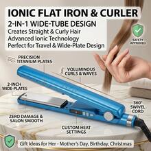 Ionic Hair Straightener Mini Hair Straightener Curler 2-In-1 Wide Tube Design Creates Straight And Curly Hair Perfect Styling Tool For Travel Gift Ideas For Her Mothers Day Birthday Christmas - 查看 5