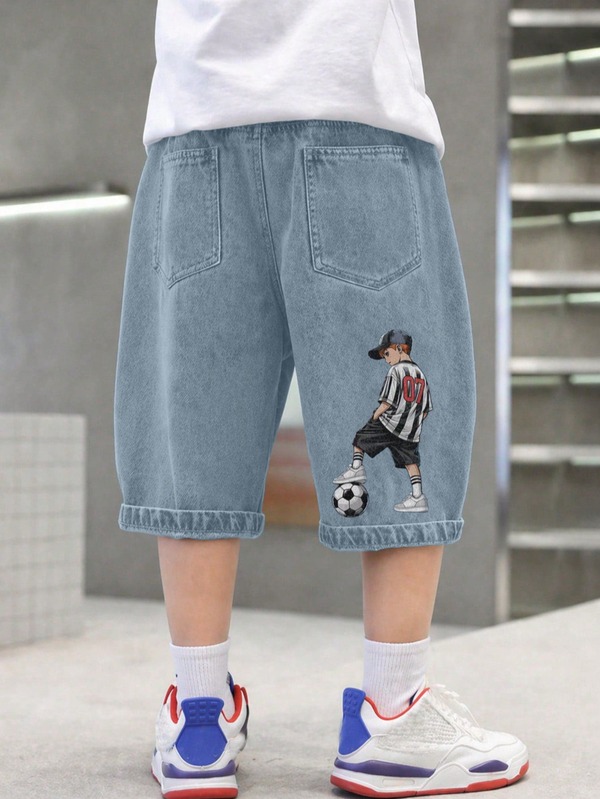 New Boys' Summer Denim Shorts, Lightweight Casual Cargo Shorts