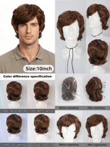 Men's Daily & Cosplay Multi-Color Short Wig Set, Natural Matte Synthetic Hair With Bangs, Breathable Lightweight Comfort Design, Summer Friendly Easy Styling, Ideal For Anime Role-Playing, Daily Looks, Theme Parties & Holiday Costumes, Versatile Men's Wig - Multicolor - View 9
