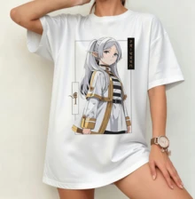 Freezing Anime Oversized T-Shirt, Unisex Black, Sōsō No Freezing - White - View 7