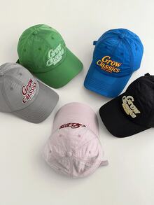 1pc Soft Top Quick Dry Letter Embroidered Baseball Cap, Unisex Spring Summer Outdoor Breathable Peaked Hat, Fashion American Style 3D Letter Embroidery, Streetwear Youth Couple Hip Hop Student Quick Dry Sun Protection Baseball Cap, Breathable Baseball Cap - Grow Letters - View 1