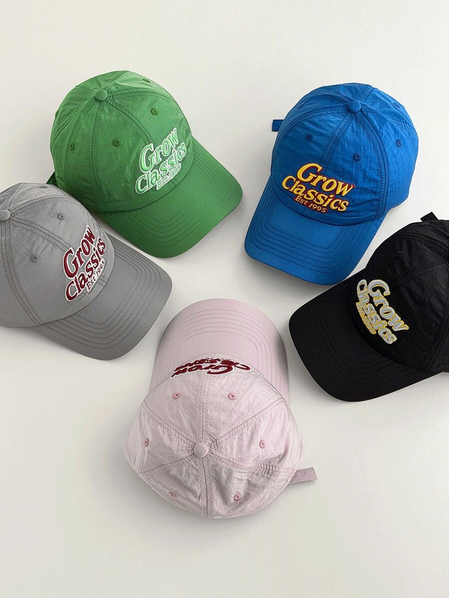 1pc Soft Top Quick Dry Letter Embroidered Baseball Cap, Unisex Spring Summer Outdoor Breathable Peaked Hat, Fashion American Style 3D Letter Embroidery, Streetwear Youth Couple Hip Hop Student Quick Dry Sun Protection Baseball Cap, Breathable Baseball Cap - Grow Letters - View 1