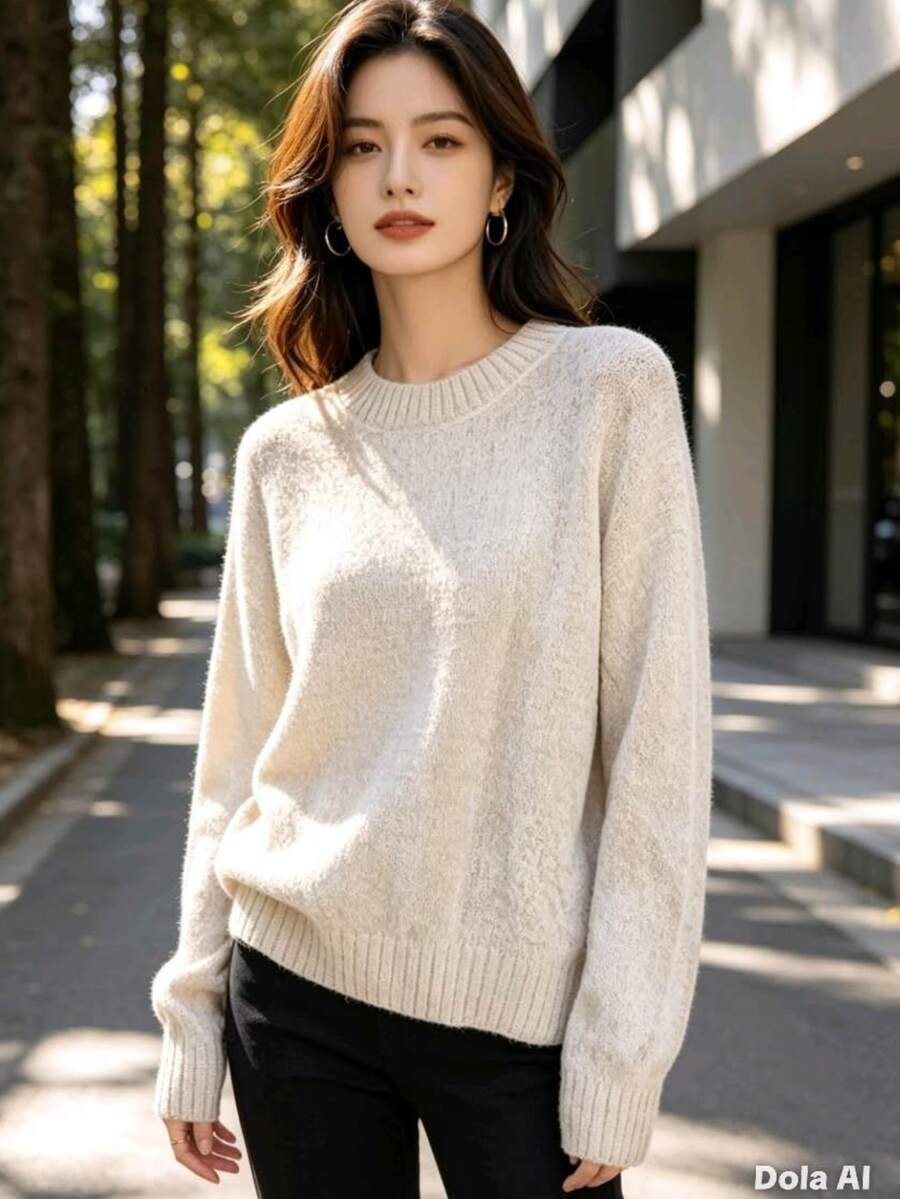 Women's Modal Turtleneck Sweater With Elastic - 米色 - 查看 1