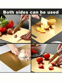 Powcan 1PC High Quality Double-Sided Stainless Steel Cutting Board - Reinforced, Durable, Mildew-Resistant, Suitable For Kitchen And Restaurant Use, Easy To Clean With Water, Clean And Hygienic - Gold - View 4