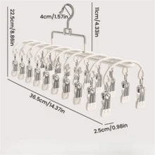 1-Piece Drying Rack With 20 Hangers, Featuring Clip-On Underwear Hooks, Available In Three Colors. Suitable For Home Balcony Use, Ideal For Socks, Bras, Underwear, And Clothing. - View 2