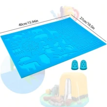 3Dmate Base 3D 筆墊，相容 3D 筆配件與模板，矽膠 3D 筆繪圖板，3D 玩具輔助板，矽膠描圖墊 - 藍色 - 查看 2