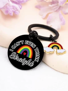 EoffIvan LGBTQ+ 钥匙扣，刻字：“我甚至都无法直视”，LGBTQ骄傲饰品 - 彩色 - 查看 3