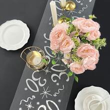 1pc Elegant Gold-Plated Birthday Decoration Table Runner, Suitable For 18th, 20th, 40th, 50th, 60th Birthday, Anniversary, Retirement Party Supplies, Happy Birthday Party Decor - Silver - View 14