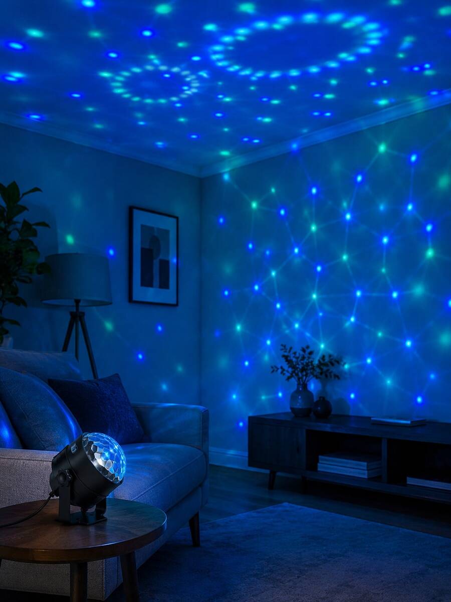 1 pieza [Lámpara de proyección de fiesta] Lámpara de proyección de luz circular tipo soporte, alimentada por USB, adecuada para dormitorio, sala de estar, decoración del hogar