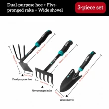 3/4/5 piezas Juego de herramientas multiusos para jardinería y playa | Juego de herramientas resistentes | Pala, rastrillo, juego de guantes para plantar, cavar, recolectar conchas y pasear por la playa - Modelo de acero al carbono de alta calidad - Ver 16