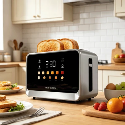 Toaster Touch Screen Toaster 2 Slice With LCD Display 430 Stainless Steel Digital Timer Toasters 6 Bread Types& 6 Shade Settings Smart Extra Wide Slots Tostadora With Bagel Cancel, Defrost Functions