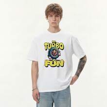 Boy Camiseta De Manga Corta Con Estampado De Dibujos Animados Retro Americano, Marca De Moda Urbana De Verano, Top Holgado Para Parejas, Para Hombre. - Blanco - Ver 2