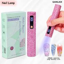 GANLAIX Đèn UV làm khô móng tay có kim cương, máy sấy sơn móng tay cầm tay nhanh khô, 2 chế độ hẹn giờ, pin sạc 180mAh, dụng cụ làm móng di động tiện dụng. - Nhiều màu - Xem 1