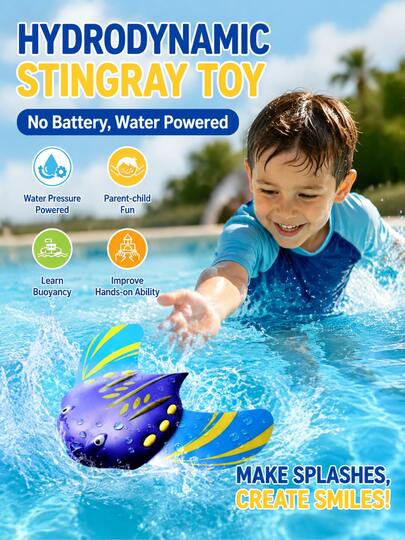 Hydro-Powered Manta Ray Water Toy For Kids, Summer Bathtub Pool Beach Party Swimming Set, Parent-Child Interactive Outdoor Floating Water Play Prop, Underwater Self-Propelled Water Sports Equipment, Water-Driven Stingray Suitable For Boys And Girls Party Activities, Birthday Holiday Gift, Ideal For Underwater Games, Bachelorette Party Supplies, Swimming Pool Accessories, Beach Toys, Essential Floating Device