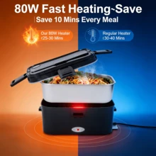 SOHIDA 1.8L Adult Heating Lunch Box - Portable Food Heater For Quick Heating, With Complete Additions, For Cars, Trucks, Offices, Home, Work, And Schools, Compatible With 12/24/110V, With Fork Spoon And Carry Bag. - Xem 2