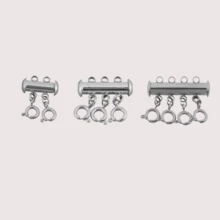 Juego de cierres deslizantes de 3 tamaños, conector de tubo multifilamento, accesorio para hacer joyas para collares y pulseras multicapa (Plata+Oro) - Multicolor - Ver 19