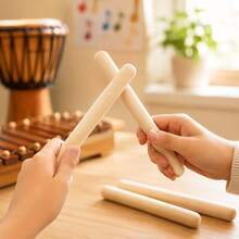 1-32 piezas Instrumentos de percusión de madera clásicos, Palitos de ritmo de madera dura natural de 8 pulgadas, Instrumentos musicales, Otamatone, Fundas de silicona para dedos, Palitos para aplaudir - Multicolor - Ver 9