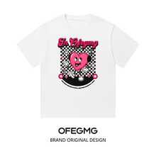 Boy Camiseta De Manga Corta Estilo Americano Con Estampado Llamativo, Camiseta De AlgodóN Puro Para Hombre De Verano, Top De Manga Corta Para Parejas. - Negro - Ver 5