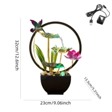 Creative Waterfall Fountain 3-Tier Water Flow Wealth-Attracting Water Feature Decor For Living Room Office Entryway Water Landscape Decoration Opening Housewarming Business Gift Study Desk Nursery Relaxation Zen Craft - QT6809lamp - View 6