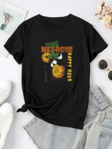Bright Citrus Fruits With Green Leaves Accompanied By A Cup That Symbolizes Freshness, Joy And Shared Moments In Relaxation Time. Casual Women's T-Shirt With A Modern And Attractive Print - 黑色 - 查看 8