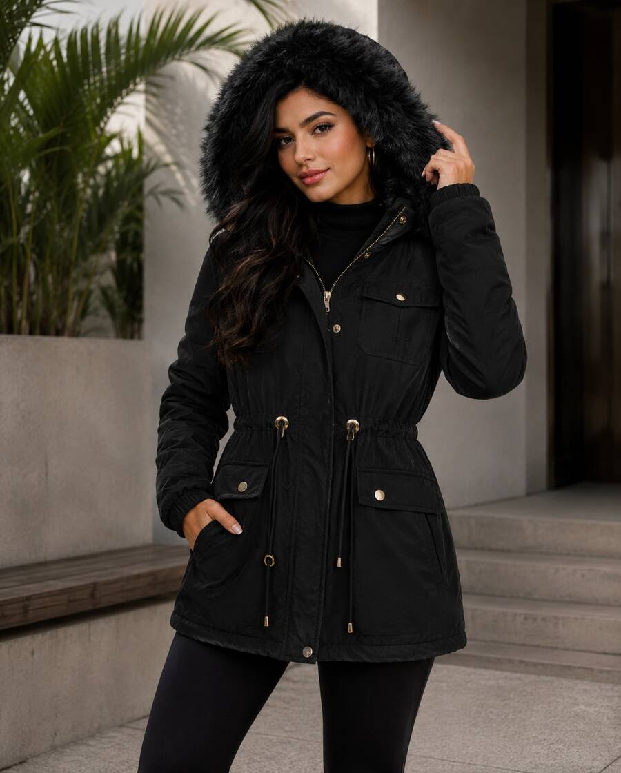 High-Quality Praka Women's Coat For Intense Cold Winters. - 黑色 - 查看 1