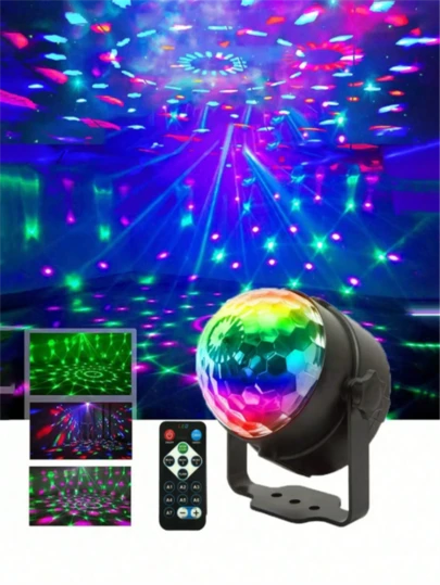 1 đèn cầu disco RGB kèm chân đế, cấp nguồn USB, lăng kính độ nét cao, điều khiển bằng giọng nói, thích hợp cho gia đình, tiệc tùng, đám cưới, quán bar, vũ trường, karaoke - Đèn nhấp nháy nhiều màu và chế độ DJ