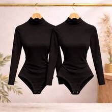 Women's Long Sleeve Bodysuit, Sizes PP To G5, Elegant Plus Size Blouse, Autumn/Winter Bodysuit - 2件白色長袖連身衣 - 查看 6