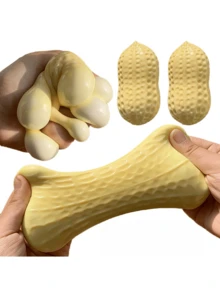 1pc Peanut Shaped Stress Relief Toy - This Lifelike Peanut-Shaped Squeezy Toy Is Made Of High-Quality TPR Material, With A Comfortable Touch And Slow Rebound. It Is A Cute Little Item Designed Specifically For Adults. Whether It's For Work, Study Or Relaxation, It Is An Excellent Companion On Your Desktop, And Also A Great Choice For Holiday Gifts, Party Favors Or Christmas Surprises. - Multiple Styles - View 1