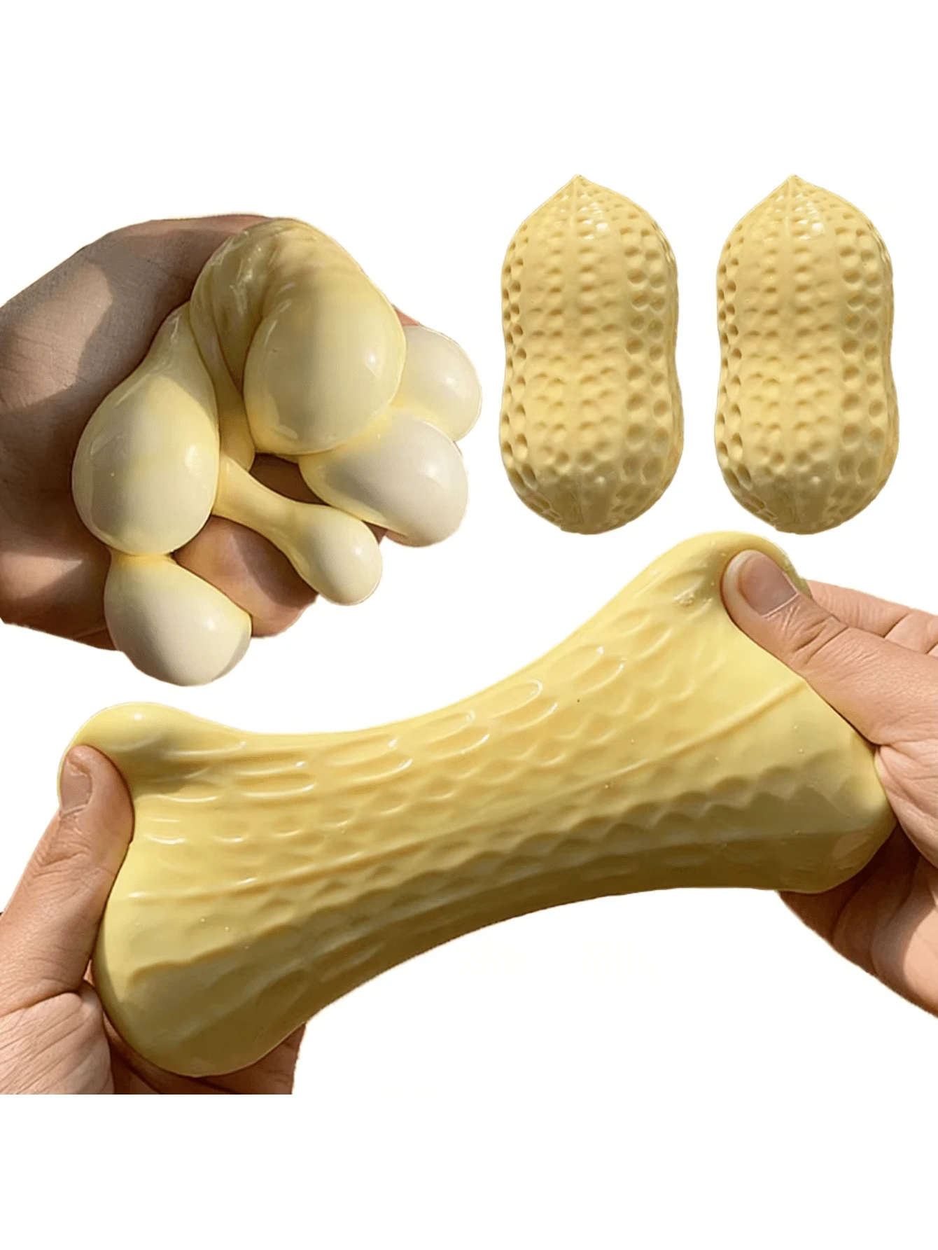 1pc Peanut Shaped Stress Relief Toy - This Lifelike Peanut-Shaped Squeezy Toy Is Made Of High-Quality TPR Material, With A Comfortable Touch And Slow Rebound. It Is A Cute Little Item Designed Specifically For Adults. Whether It's For Work, Study Or Relaxation, It Is An Excellent Companion On Your Desktop, And Also A Great Choice For Holiday Gifts, Party Favors Or Christmas Surprises. - Multiple Styles - View 1