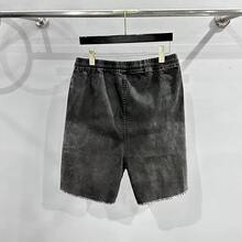 RO風 ウォッシュドハーフパンツ ダメージ加工 サイドスリット - ブラック - チェックする 2