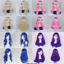 Long Curly Synthetic Wig,Vibrant Long Wavy Wig With Fringe Multi-Color Gradient & Solid Options, Full Bangs, Fluffy Waves, For Halloween Party Cosplay Music Festival Dance Performance - Multicolor - View 8