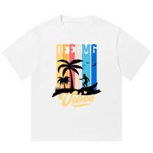 Boy Camiseta Con Estampado De Grafiti Urbano, Manga Corta, Estilo Americano, Marca De Moda Para Hombre, 280G, Tejido Grueso - Blanco - Ver 1