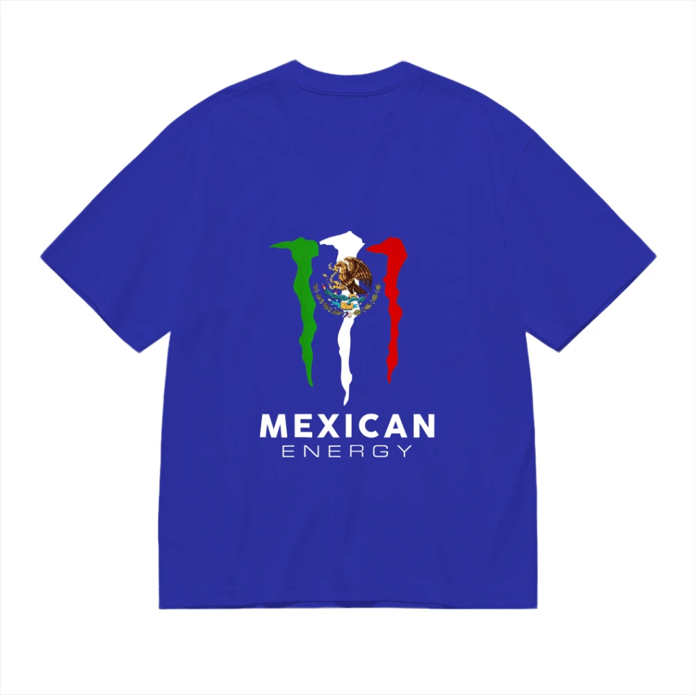 Women's Short-Sleeved T-Shirt, Flag Print, Available In Black, Blue, Green, Pink, White And Red Two-Tone Design, Casual Round Neck - 藍色 - 查看 1