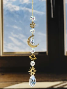 3pcs Galaxy Star & Moon Crystal Hanging Decor, Outdoor Garden Solar Wind Chime - Color - View 5