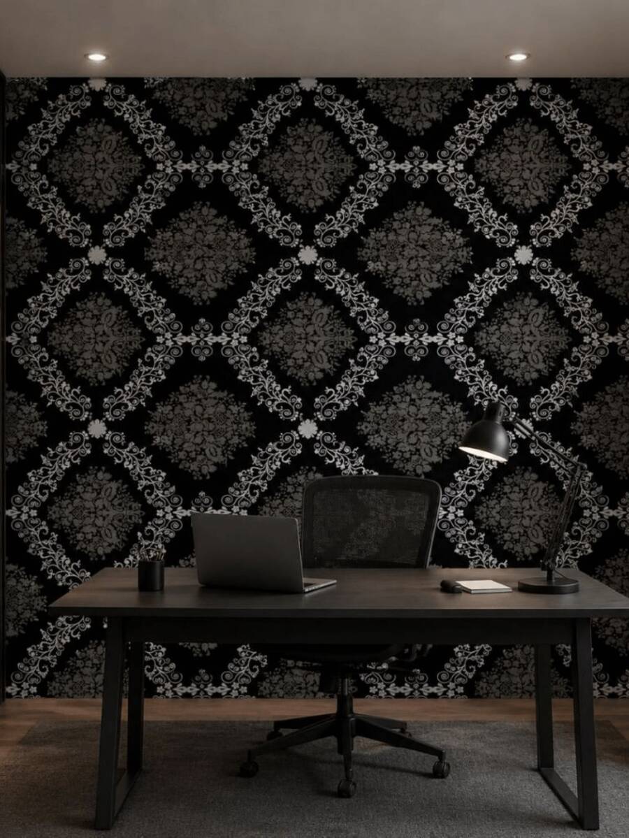 Rolo Papel Parede Adesivo 10 Metros Arabescos Decoração Casa Papel Parede Lavável PVC Decorado Impermeável Aplicação Fácil Ambiente