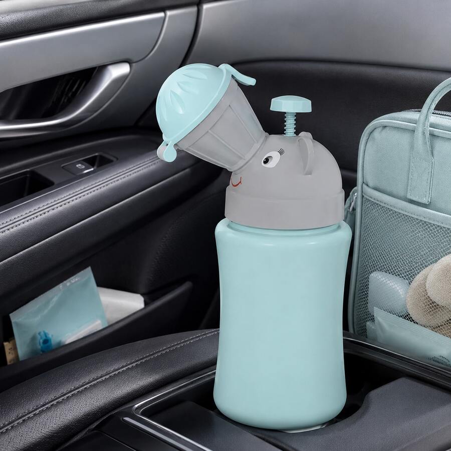 1pc Cute Elephant Pattern Urinal, Portable Urinal For Men And Women, Easy To Carry, Compact Car Urinal, Creative Car Urination Tool, Children's Emergency Urine Bag - Multicolor - View 1