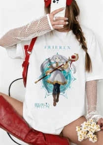 Freezing Magic Circle Oversized T-Shirt, Unisex White, Sōsō No Freezing - 白色 - 查看 7