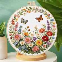 Butterfly Floral Embroidery DIY Kit, Beginner Friendly With Embroidery Hoop, Desktop Decor Gift - Multicolor - View 6