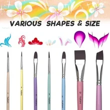 Yutiars 10pcs/Set Face Painting Brushes, Including 1pc DIY Relief Brush And 1pc Outline Brush For Painting - one-size - View 10