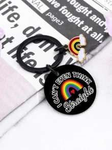 EoffIvan LGBTQ+ 钥匙扣，刻字：“我甚至都无法直视”，LGBTQ骄傲饰品 - 彩色 - 查看 4