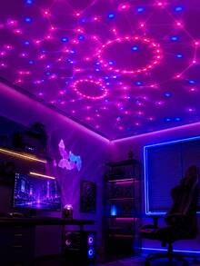 1pc USB Powered Multicolor Star Projector Light, Suitable For Bedroom, Living Room, Game Room, Party, Room Decor - Multicolor - View 7