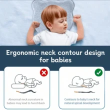 Bantal Bayi Busa Memori untuk Bayi Baru Lahir dengan Kepala Datar, Bantal Bayi Dapat Dicuci dengan Mesin, Penyangga Leher untuk Mencegah Kepala Datar, 100% Katun - Baby Blue - View 3