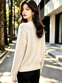 Women's Modal Turtleneck Sweater With Elastic - 米色 - 查看 2