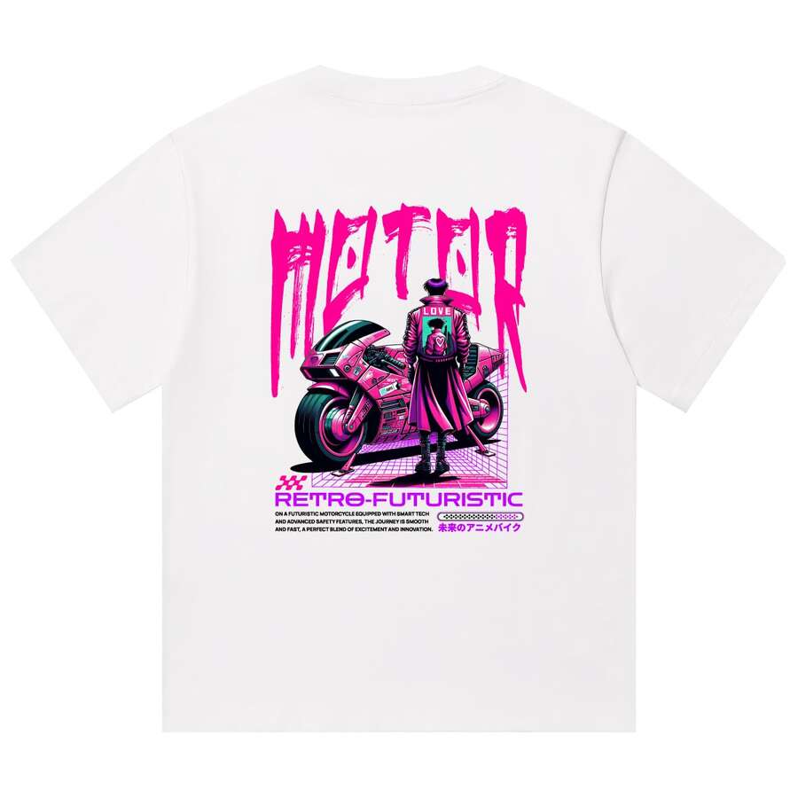 Boy Camiseta De Manga Corta Con Estampado Cyberpunk Americano Para Hombre Y Mujer, Corte Holgado Con Efecto Drapeado, Prenda De Moda. - Blanco - Ver 1