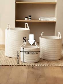 1pc Foldable Handwoven Storage Basket, Large Capacity Laundry Basket, Round Multi-Purpose Large Capacity Storage Basket. Foldable Handwoven Laundry Basket With Handle, Bohemian Style - Multicolor - View 13