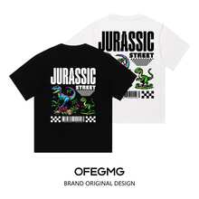 Boy Camiseta De Manga Corta De Estilo Retro Americano, Resistente, Unisex, Con Estampado De Dinosaurios JuráSicos. - Blanco - Ver 7