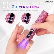 GANLAIX Đèn UV làm khô móng tay có kim cương, máy sấy sơn móng tay cầm tay nhanh khô, 2 chế độ hẹn giờ, pin sạc 180mAh, dụng cụ làm móng di động tiện dụng. - Nhiều màu - Xem 4