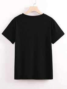 I Meaner - Nuevo Producto Imprescindible para el Verano, Adecuado para Primavera y Verano, Camiseta Cómoda e Informal para Mujer, Estilo de Cuello Redondo Suave para Primavera y Verano -1 - Negro - Ver 3