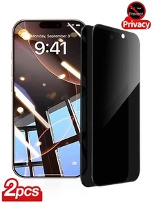 2pcs Privacy Anti-Peeping Screen Protector, Full Coverage, Anti-Fingerprint, Compatible With Phone Case, Suitable For IPhone 17 Pro Max 6.9 Inch, 17 Pro Max/17 Air/16 Pro Max/16 Pro/16 Plus/16/15 Pro Max/14 Pro Max/13 Mini/12/11/XS Max - Black - View 36